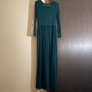 Emerald Green Long Sleeve Maxi Dress